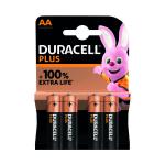 Duracell Plus AA Battery Alkaline 100% Extra Life (Pack of 4) 5009370 DU14085