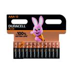 Duracell Plus AAA Battery Alkaline 100% Extra Life (Pack of 12) 5009382 DU14123