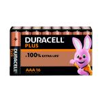 Duracell Plus AAA Battery Alkaline 100% Extra Life (Pack of 16) 5009398 DU14129