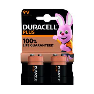 Duracell Plus 9V Battery Alkaline 100 Life Pack of 2 5011416 DU14226