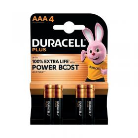 Duracell Plus AAA Battery Alkaline 100% Extra Life Power Boost (Pack of 4) 5009378+ DU17664