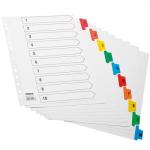 Initiative White Board A4 160gsm Divider 1-10 Coloured Mylar Tab