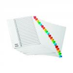 Initiative White Board A4 160gsm Divider 1-20 Coloured Mylar Tab