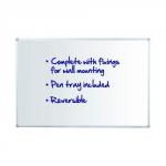 Initiative Reversible Non Magnetic Drywipe Board Aluminium Frame With Pen Tray 1800 x 1200mm (6x4)