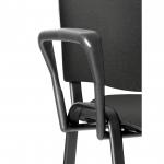 The photograph shows two arm rests in a sleek black color, with a unique shape that provides comfortable support. These arm rests are part of an ISO set.