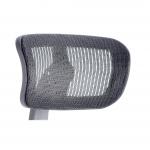 The image shows a sleek, black mesh headrest labeled Mirage II with Dynamic Seating Accessories written above it. The headrest is designed for comfort and support, with a curved shape and adjustable height. The mesh material allows for breathability and adds a modern touch to any seating.