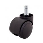 The image shows a set of five soft wheel castors designed for dynamic seating accessories. Each castor has a small base with a curved stem that attaches to the seat, and a larger wheel with small grooves on the surface to aid in movement and provide stability. The castors have a modern look with their sleek design and muted color scheme.