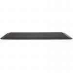 The photo depicts a set of black and gray anti-fatigue mats with a dynamic textured surface. The mats are arranged in an interlocking pattern, creating a sturdy and comfortable surface. Small holes can be seen throughout the mats, providing extra cushioning and support while standing.