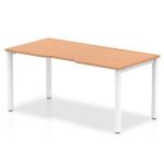 Single White Frame Bench Desk 1600 Oak BE110