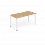 Single White Frame Bench Desk 1400 Beech BE113
