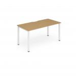 Single White Frame Bench Desk 1400 Oak BE115