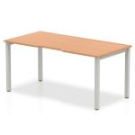 Single Silver Frame Bench Desk 1600 Oak BE130