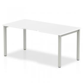 Evolve Plus 1400mm Single Starter Office Bench Desk White Top Silver Frame BE131