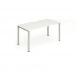 Single Silver Frame Bench Desk 1400 White BE131