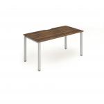 Single Silver Frame Bench Desk 1400 Walnut BE132