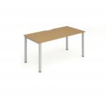 Single Silver Frame Bench Desk 1400 Oak BE135