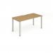 Single Silver Frame Bench Desk 1400 Oak BE135