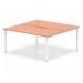 In this photo, a modern and versatile office bench desk is showcased. The sleek design features a 1600mm beech top with a white frame, perfect for a two-person workspace. The dynamic bench desking system makes it easy to create a collaborative and functional office environment.