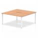 This image showcases a sleek and modern Dynamic Bench Desking Evolve Plus 1600mm B2B 2 Person Office Bench Desk. The oak top and white frame create a clean and stylish aesthetic, perfect for any office space.