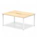 The Dynamic Bench Desking Evolve Plus desk features a sleek maple top and white frame. With a length of 1400mm, this 2-person bench desk is perfect for any modern office space. Its minimalist design and functional layout allow for optimal productivity and collaboration.