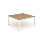 Evolve Plus 1400mm B2B 2 Person Office Bench Desk Oak Top White Frame BE155