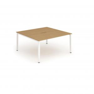 Evolve Plus 1200mm B2B 2 Person Office Bench Desk Oak Top White Frame