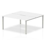 B2B Silver Frame Bench Desk 1600 White (2 Pod) BE166
