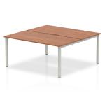 Evolve Plus 1600mm B2B 2 Person Office Bench Desk Walnut Top Silver Frame BE167