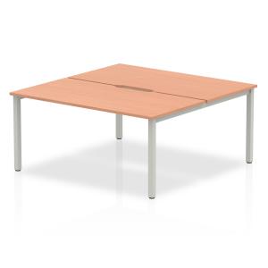 Evolve Plus 1600mm B2B 2 Person Office Bench Desk Beech Top Silver