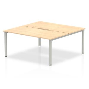 Evolve Plus 1600mm B2B 2 Person Office Bench Desk Maple Top Silver
