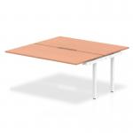 This image showcases a modern and versatile desk, featuring a sleek beech top and a sturdy white frame. The desk is designed for dynamic and collaborative work environments, with a length of 1600mm to accommodate multiple users.