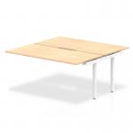 This photo features a sleek and modern Dynamic Bench Desking Evolve Plus 1600mm B2B Office Bench Desk Extension Kit, with a stylish maple top and white frame. The minimalist design and clean lines bring a sense of sophistication to any workspace.