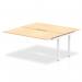 This photo features a sleek and modern Dynamic Bench Desking Evolve Plus 1600mm B2B Office Bench Desk Extension Kit, with a stylish maple top and white frame. The minimalist design and clean lines bring a sense of sophistication to any workspace.