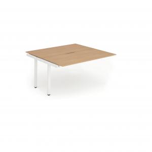 Evolve Plus 1400mm B2B Office Bench Desk Ext Kit Beech Top White Frame