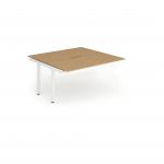 Evolve Plus 1400mm B2B Office Bench Desk Ext Kit Oak Top White Frame BE195