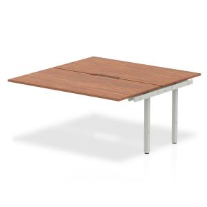 Evolve Plus 1600mm B2B Office Bench Desk Ext Kit Walnut Top Silver