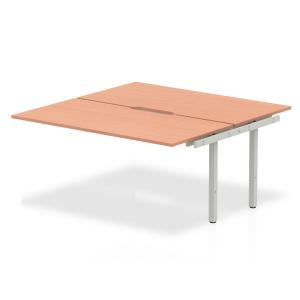 Evolve Plus 1600mm B2B Office Bench Desk Ext Kit Beech Top Silver