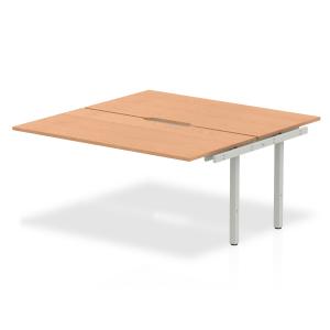 Evolve Plus 1600mm B2B Office Bench Desk Ext Kit Oak Top Silver Frame