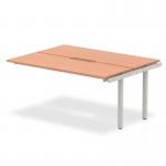 A sleek and modern office bench desk with a 1400mm beech top and silver frame. The dynamic design provides a versatile and functional workspace for any business setting.