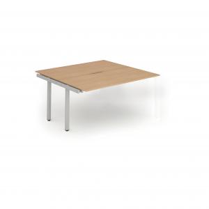 Evolve Plus 1400mm B2B Office Bench Desk Ext Kit Beech Top Silver