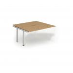 Evolve Plus 1400mm B2B Office Bench Desk Ext Kit Oak Top Silver Frame BE215