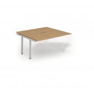 Evolve Plus 1400mm B2B Office Bench Desk Ext Kit Oak Top Silver Frame