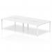 The Dynamic Bench Desking Evolve Plus 1600mm features a sleek, modern design with a white desk top and white frame. It is spacious enough to accommodate four people, making it perfect for a busy office environment. The bench desk provides ample space for each individual, allowing for a comfortable and productive work environment.