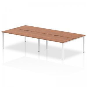 Evolve Plus 1600mm B2B 4 Person Office Bench Desk Walnut Top White