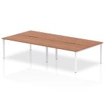 Evolve Plus 1600mm B2B 4 Person Office Bench Desk Walnut Top White Frame BE227