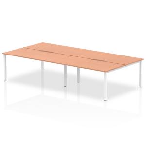 Evolve Plus 1600mm B2B 4 Person Office Bench Desk Beech Top White