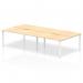 The Dynamic Bench Desking Evolve Plus 1600mm B2B 4 Person Office Bench Desk features a spacious maple top and a sleek white frame. The modern design promotes collaboration and productivity in any workspace.