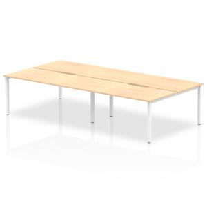 Evolve Plus 1600mm B2B 4 Person Office Bench Desk Maple Top White