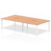 B2B White Frame Bench Desk 1600 Oak (4 Pod) BE230