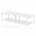 This photo features a sleek and modern 4-person office bench desk in white. The white top and frame create a clean and minimalist look, while the 1400mm size offers plenty of space for collaboration and productivity. This dynamic bench desking option is perfect for any modern office setting.